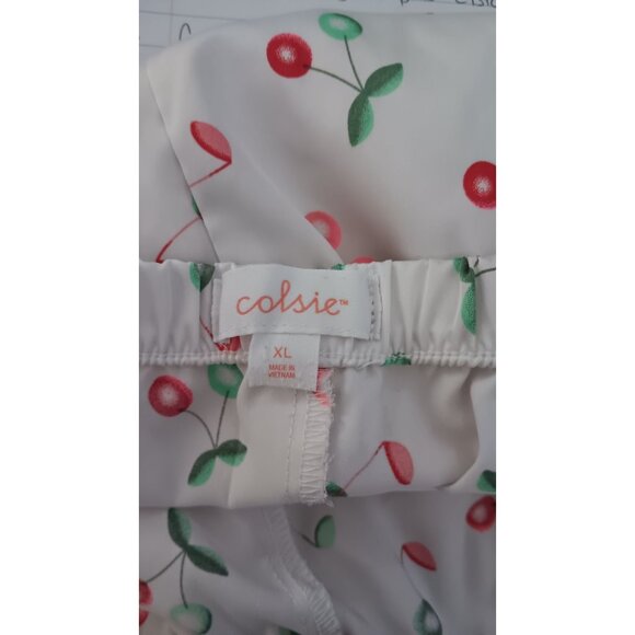 Colsie XL White Cherry Pullon Sleep Lounge Satin Comfy Lightweight Shorts - Picture 5 of 5